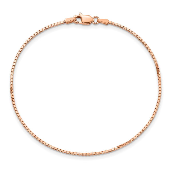 14K Rose Gold Box Link Bracelet 1.10mm