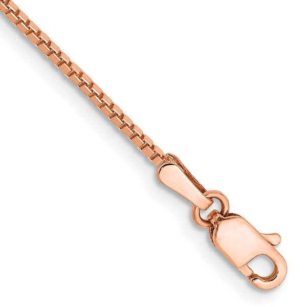 14K Rose Gold Box Link Bracelet 1.10mm