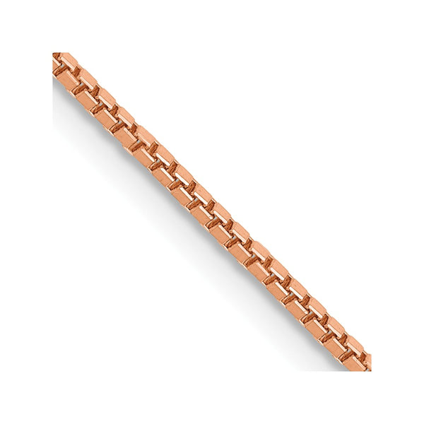14K Rose Gold Box Link Chain - 1.10mm, Lobster Clasp