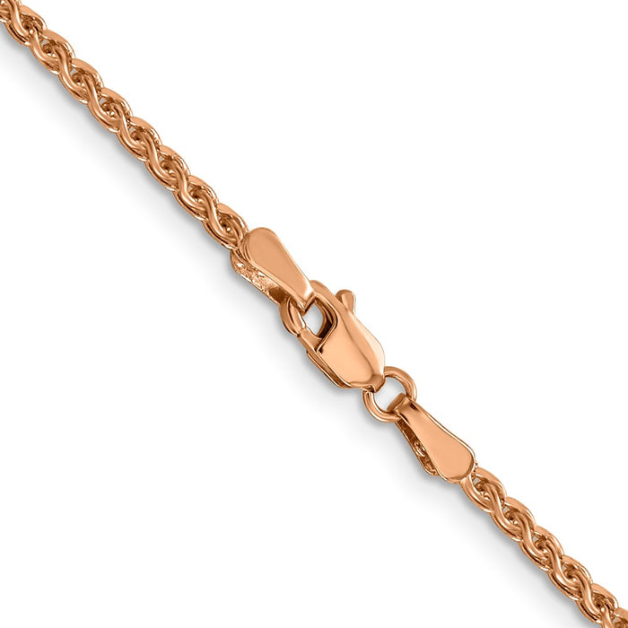 Exclusive 14K Rose Gold 18-Inch Diamond-Cut Spiga Chain, Stylish 2.1mm Design-3