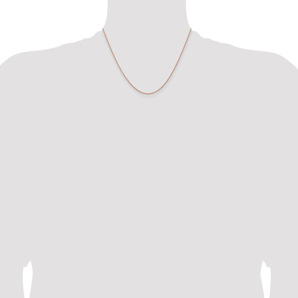 High-Quality 14K Rose Gold 18-Inch Baby Rope Chain, Stylish 1.15mm Design