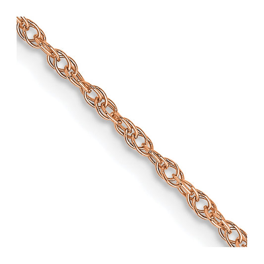 High-Quality 14K Rose Gold 18-Inch Baby Rope Chain, Stylish 1.15mm Design
