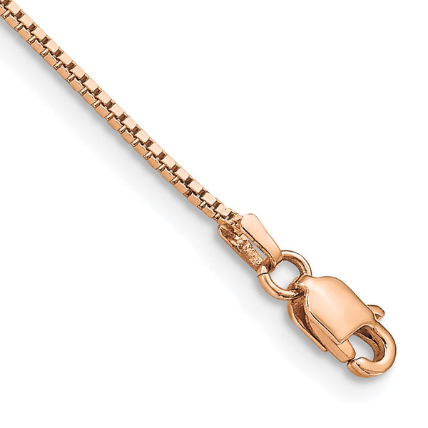 14K Rose Gold Box Link Bracelet .95mm