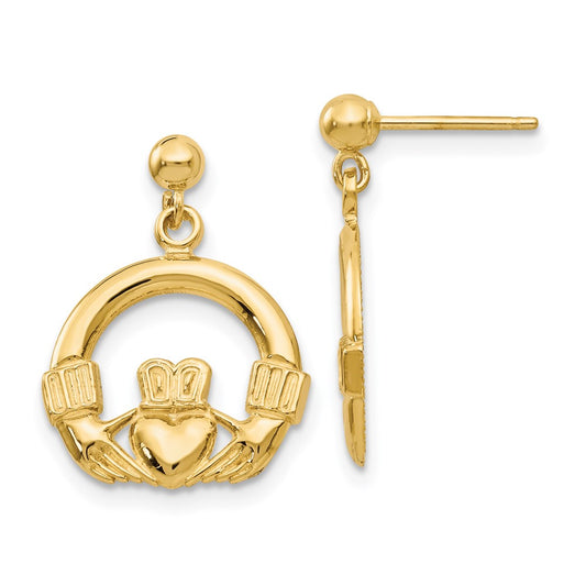 Buy Stylish 14K Gold Claddagh Drop Earrings - High-Quality Design, Affordable
