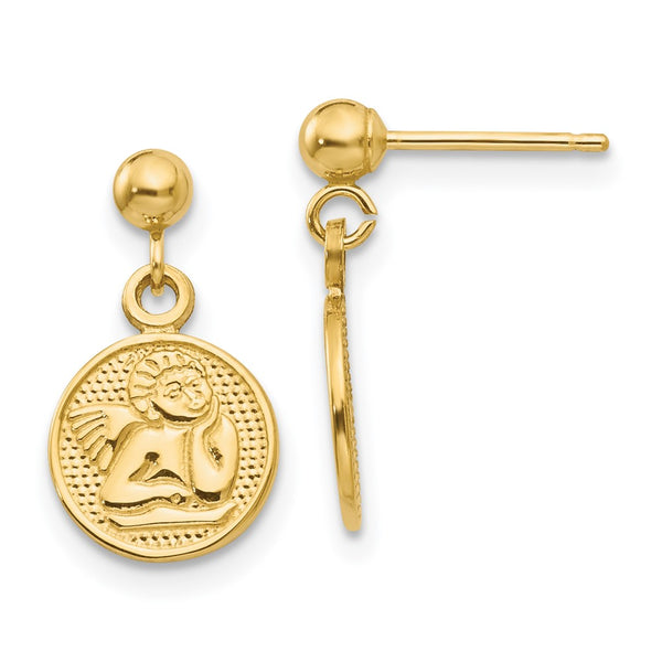 14K Gold Polished Raphael Angel Earrings