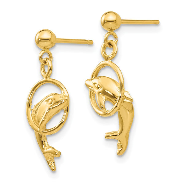 14K Gold Dolphin Earrings - Style GR1-1011020