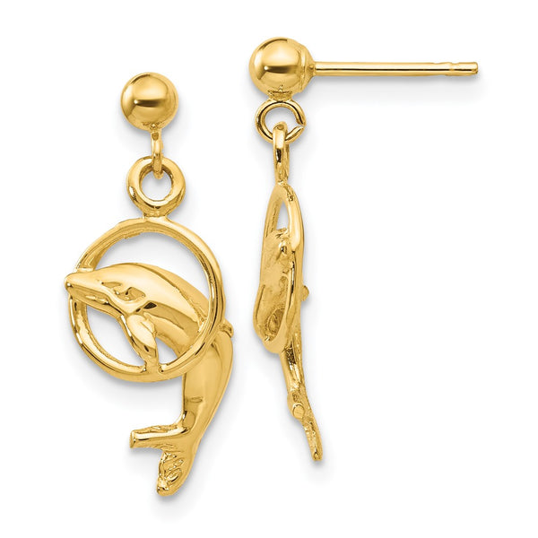 14K Gold Dolphin Earrings - Style GR1-1011020