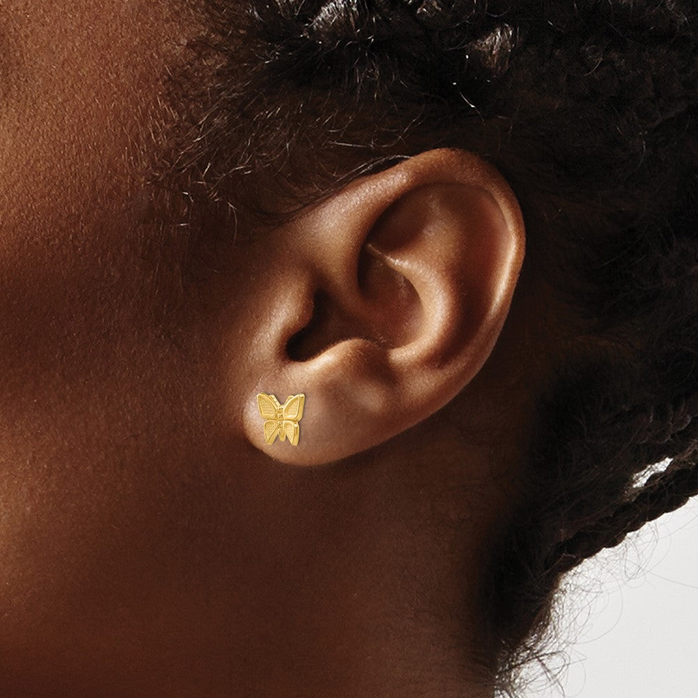 Buy Stylish 14K Gold Polished Butterfly Stud Earrings - High-Quality Design!