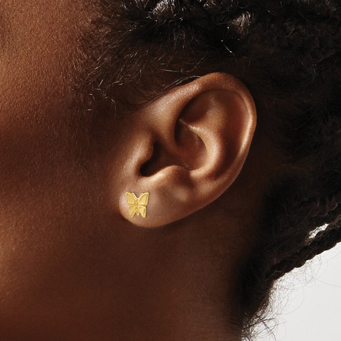 Buy Stylish 14K Gold Polished Butterfly Stud Earrings - High-Quality Design!-3