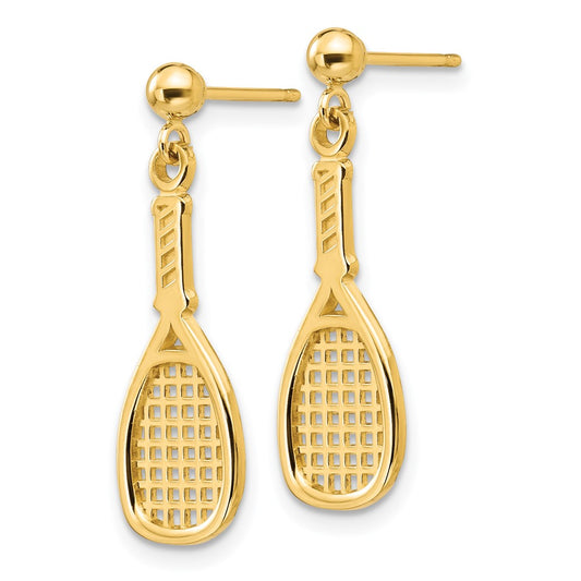 High-Quality 14K Gold Racquet Dangle Earrings - Stylish & Affordable Design