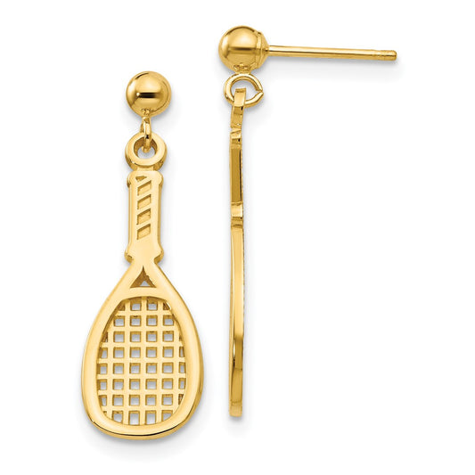 High-Quality 14K Gold Racquet Dangle Earrings - Stylish & Affordable Design