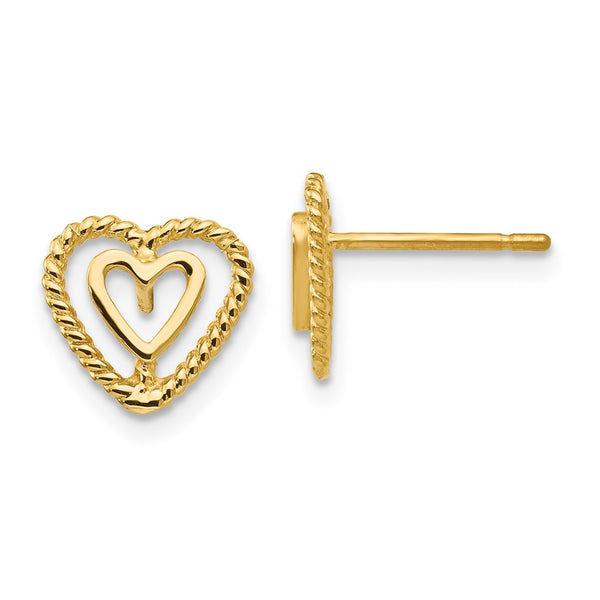 14K Gold Heart-Shaped Earrings - Style GR1-1011035