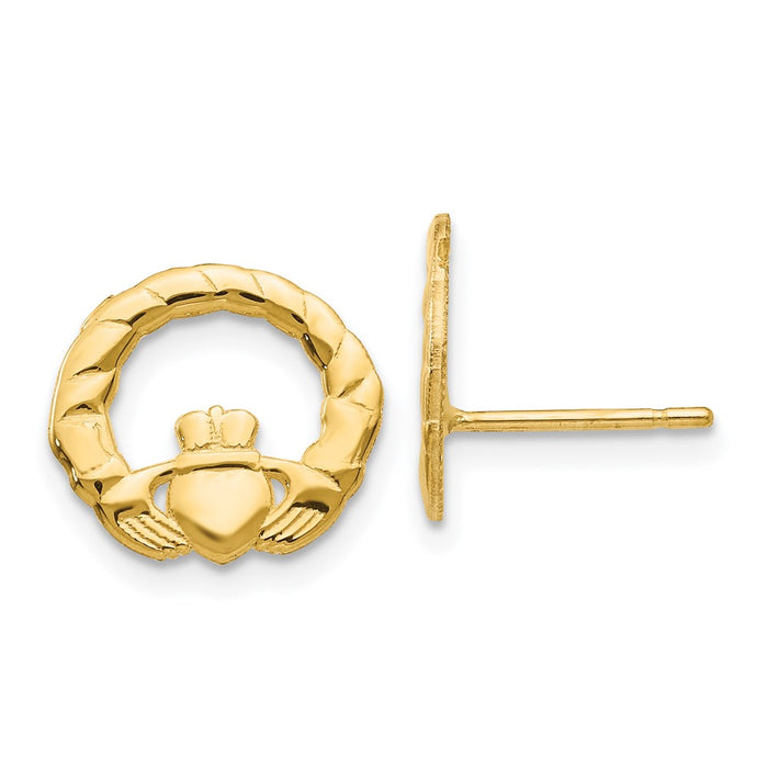 Exclusive 14K Gold Claddagh Stud Earrings - Stylish & Affordable Luxury-1