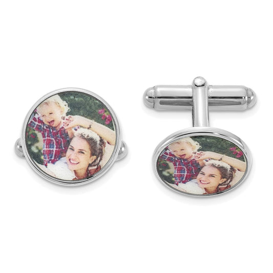 High-Quality Sterling Silver Rhodium-Plated Cufflinks | Stylish Small Round Design
