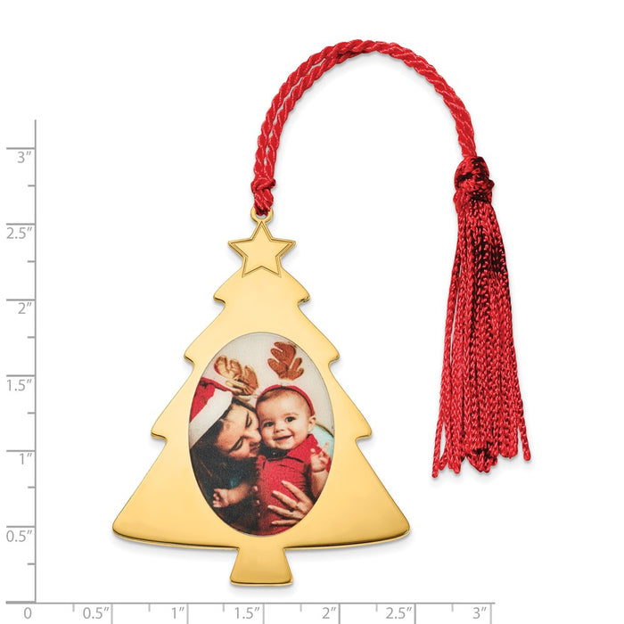 Buy Stylish Sterling Silver & Gold-Plated Christmas Tree Photo Ornament-3