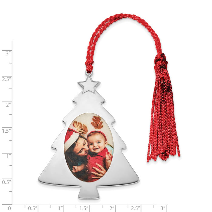 Exclusive Rhodium-Plated Sterling Silver Christmas Tree Photo Ornament - Stylish Gift-3