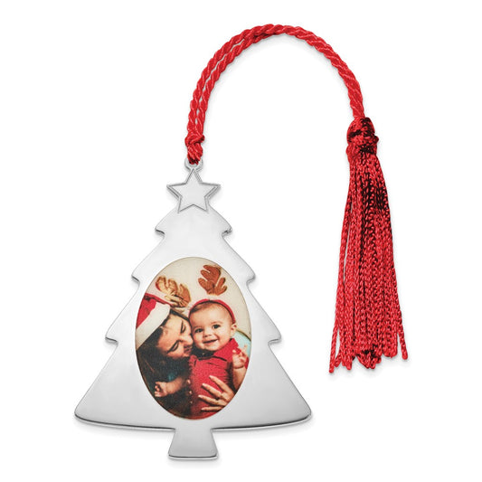Exclusive Rhodium-Plated Sterling Silver Christmas Tree Photo Ornament - Stylish Gift