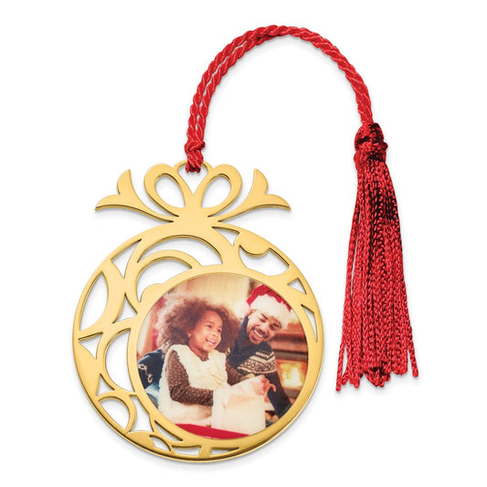 Buy Stylish Large Circle Picture Ornament in Sterling Silver & Gold-Plated Finish