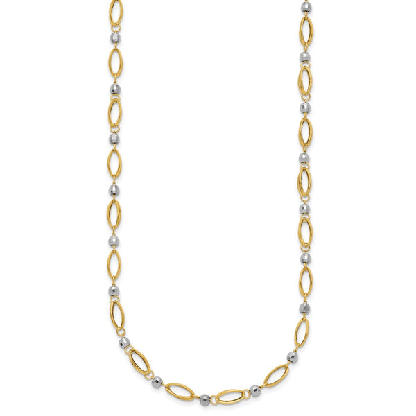 14K Two-Tone Elegant Mirror Bead Necklace