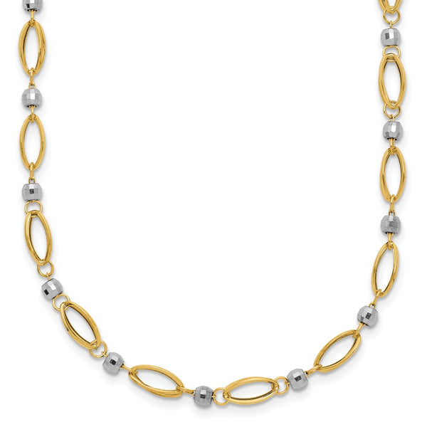 14K Two-Tone Elegant Mirror Bead Necklace