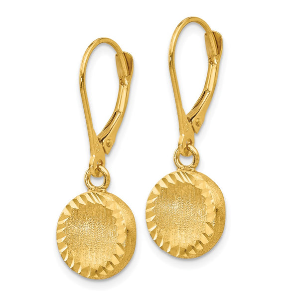 14K Gold Diamond-Cut Circle Leverback Earrings