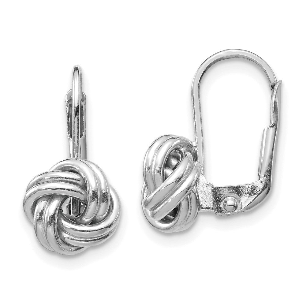 Exclusive 14K White Gold Love Knot Leverback Earrings - Stylish & Affordable