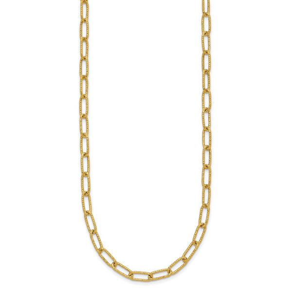14K Textured Open Link Chain Necklace - 20" Length