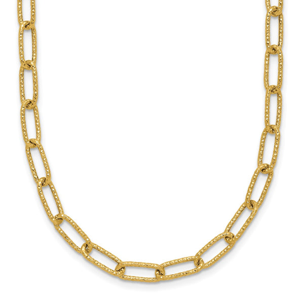 14K Textured Open Link Chain Necklace - 20" Length