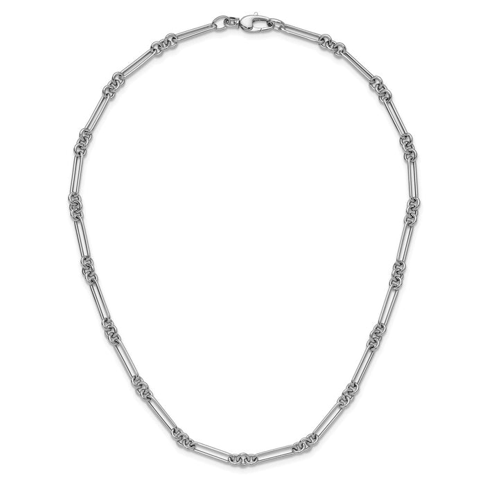 Shop 14K White Gold Fancy Link Necklace - Stylish, Elegant, 18" Length-5