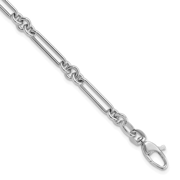 14K White Gold Elegant Polished Fancy Link Bracelet