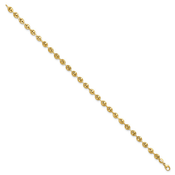 14K Gold Polished Fancy Link Bracelet - 7.5", 10g