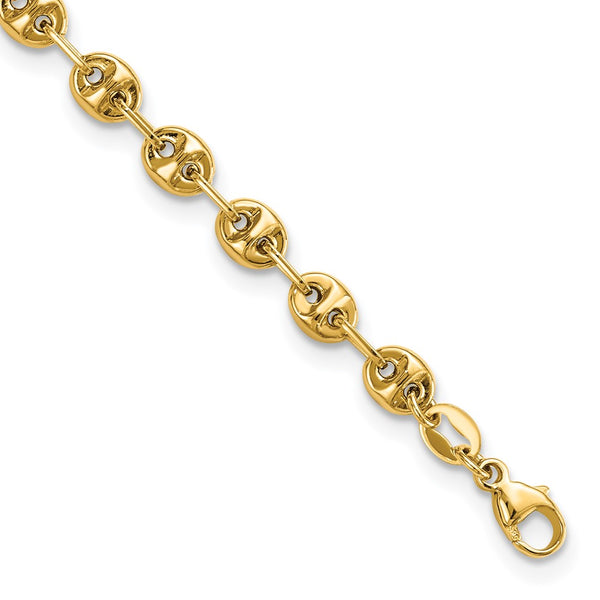 14K Gold Polished Fancy Link Bracelet - 7.5", 10g