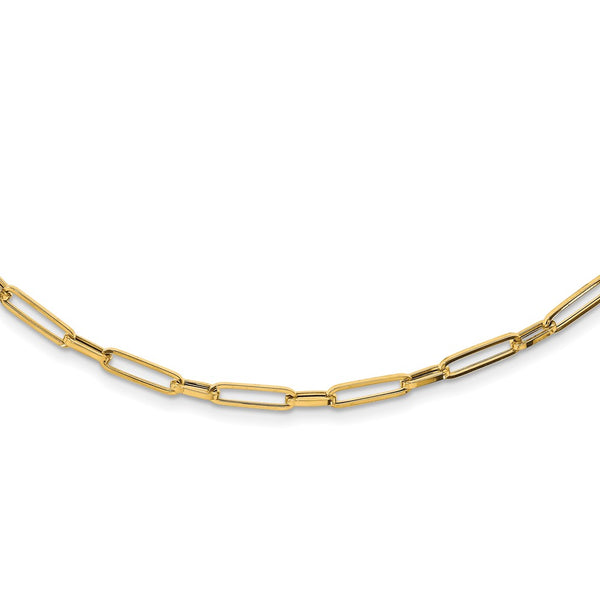 14K Gold Polished Oval Link Necklace, 18"