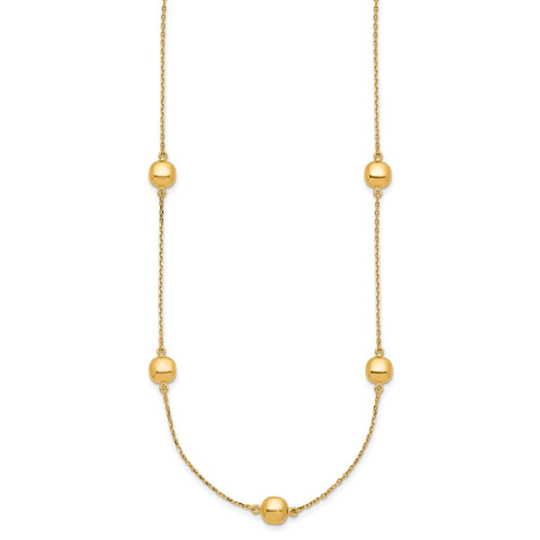 14K Gold 5-Station Necklace - 16 Inches 2-Inch Extension