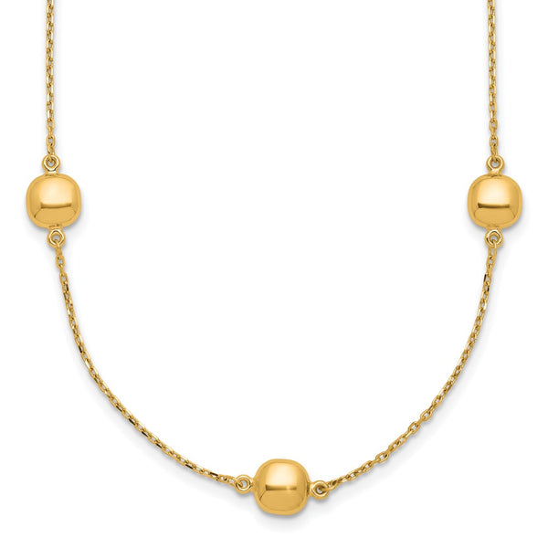 14K Gold 5-Station Necklace - 16 Inches 2-Inch Extension