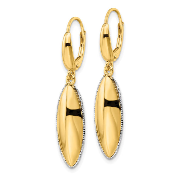 14K Gold Two-Tone Teardrop Criss-Cross Earrings