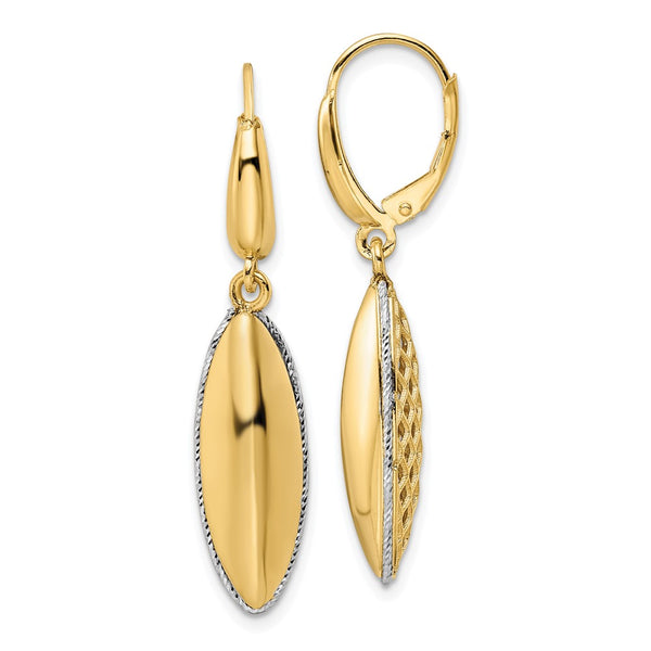 14K Gold Two-Tone Teardrop Criss-Cross Earrings