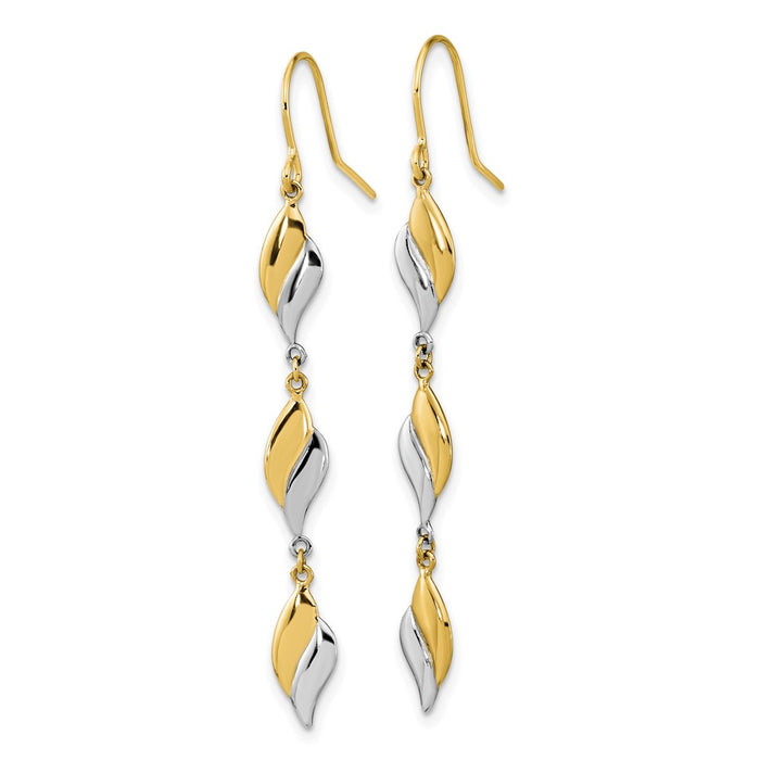 Shop Stylish 14K Two-Tone Polished Wavy Drop Earrings - Luxury Design-2