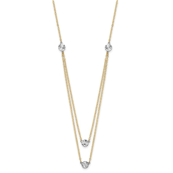 14K Two-Tone Polished Double Disc Necklace