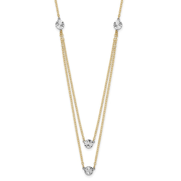 14K Two-Tone Polished Double Disc Necklace