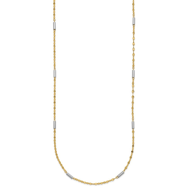 14K Two-Tone Diamond-Cut Mini Bar Link Necklace