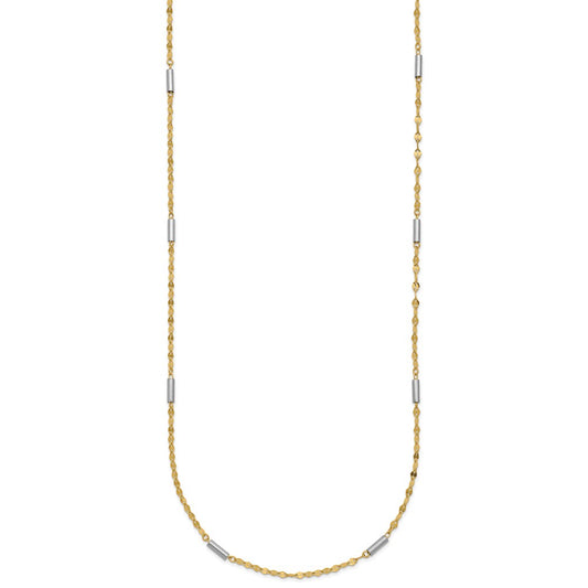 Designer 14K Two-Tone Diamond-Cut Mini Bar Link Necklace - Stylish Value!