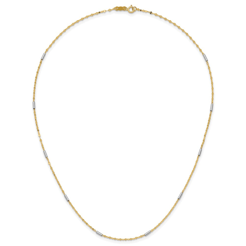 Designer 14K Two-Tone Diamond-Cut Mini Bar Link Necklace - Stylish Value!
