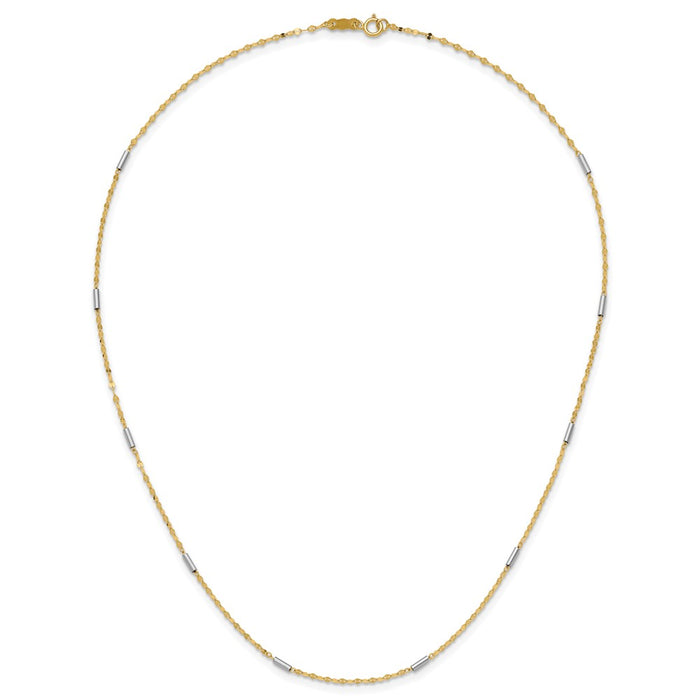 Designer 14K Two-Tone Diamond-Cut Mini Bar Link Necklace - Stylish Value!-5