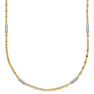 Designer 14K Two-Tone Diamond-Cut Mini Bar Link Necklace - Stylish Value!
