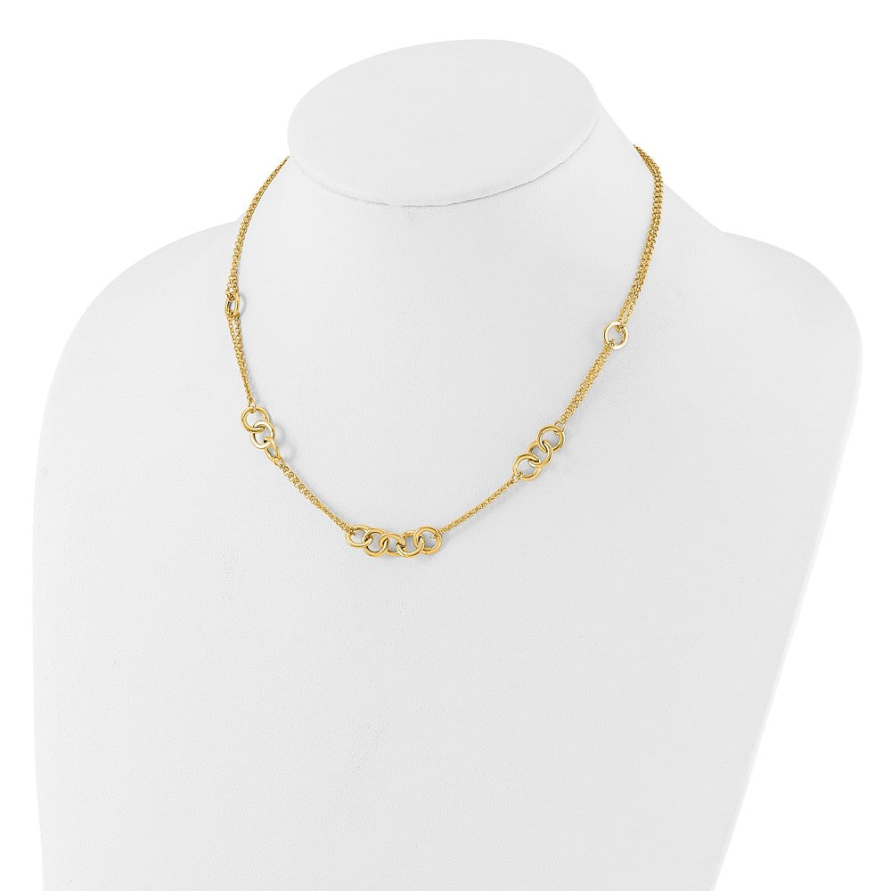 Buy Stylish 14K Polished Double Strand Interlinked Circle Necklace - 18" Length