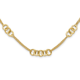Buy Stylish 14K Polished Double Strand Interlinked Circle Necklace - 18" Length