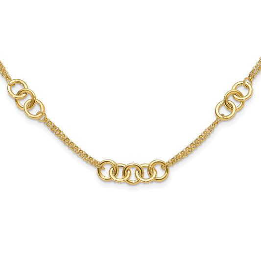 Buy Stylish 14K Polished Double Strand Interlinked Circle Necklace - 18" Length