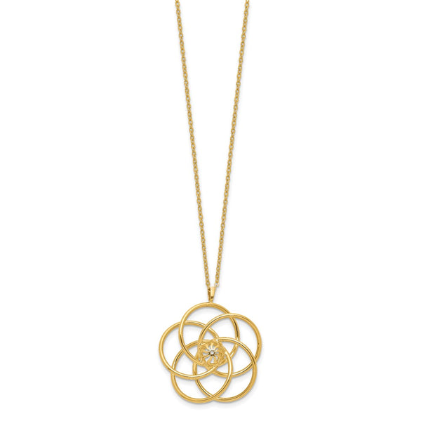 14K Gold Floral Pendant Necklace - 17 Inches