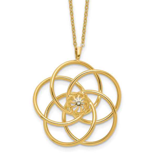 14K Gold Floral Pendant Necklace - 17 Inches